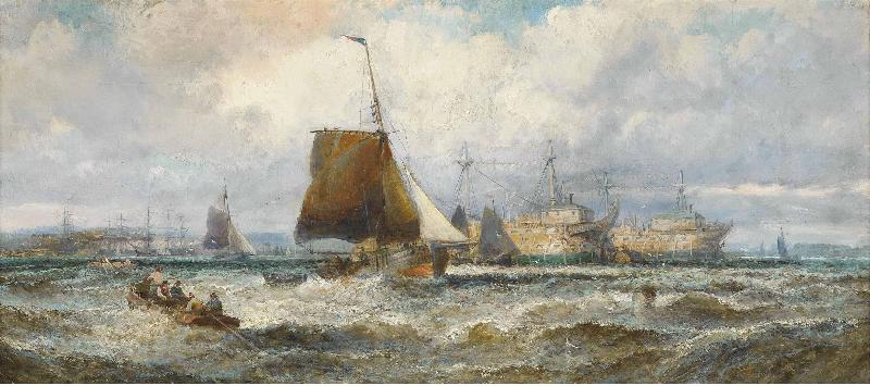 William Allen Wall Prison hulks and other shipping lying in the Hamoaze Spain oil painting art